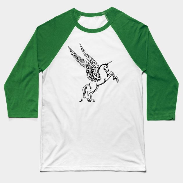 Unicorn Pegasus Baseball T-Shirt by idrockthat